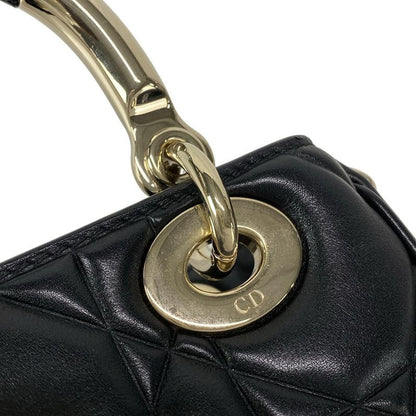 Dior/christian Dior Handbag Canage Lady 95.22 Black And Gold 2WAY Leather