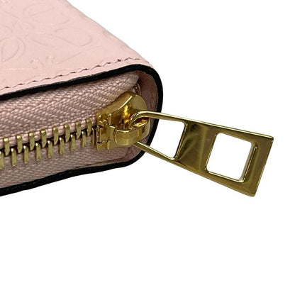 Loewe Long Wallet Beautiful Anagram/zip Wallet Pink And Gold Round Zipper/shape
