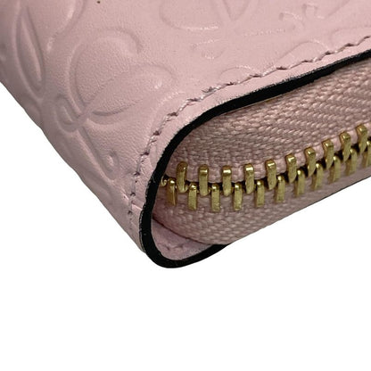 Loewe Long Wallet Beautiful Anagram/zip Wallet Pink And Gold Round Zipper/shape