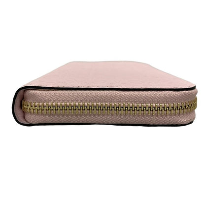 Loewe Long Wallet Beautiful Anagram/zip Wallet Pink And Gold Round Zipper/shape