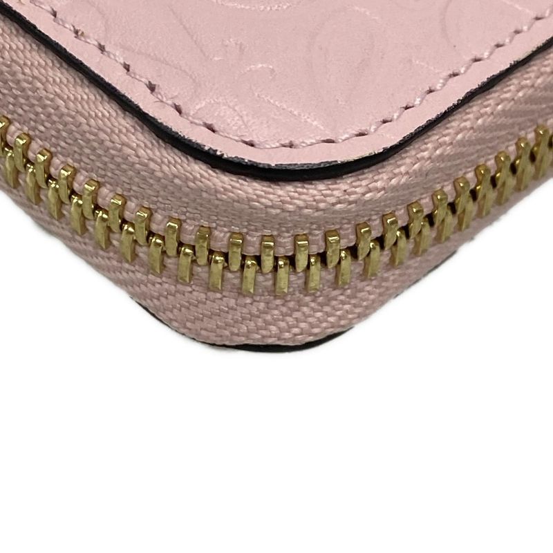 Loewe Long Wallet Beautiful Anagram/zip Wallet Pink And Gold Round Zipper/shape