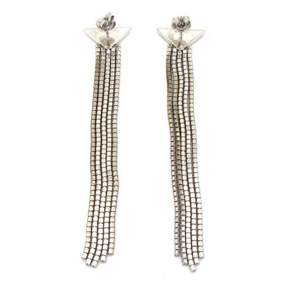 Prada Earrings Silver And Clear Triangle Logo