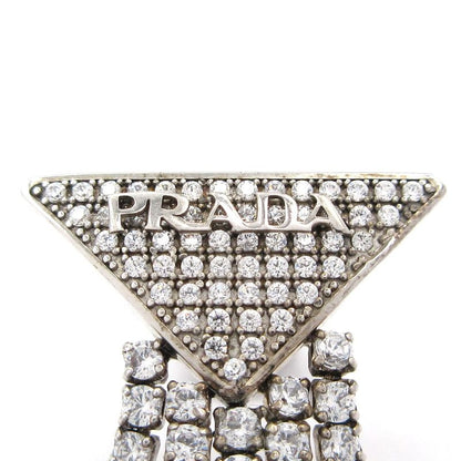 Prada Earrings Silver And Clear Triangle Logo
