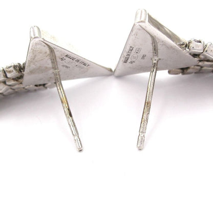 Prada Earrings Silver And Clear Triangle Logo