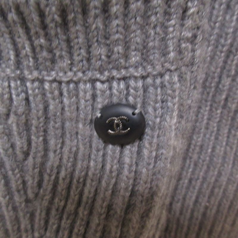 Good Chanel 100% Cashmere Coco Mark Button Back Logo Patch Belted Cardigan