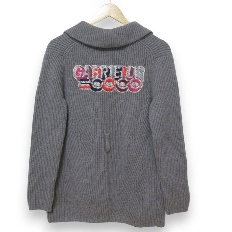 Good Chanel 100% Cashmere Coco Mark Button Back Logo Patch Belted Cardigan