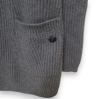 Good Chanel 100% Cashmere Coco Mark Button Back Logo Patch Belted Cardigan