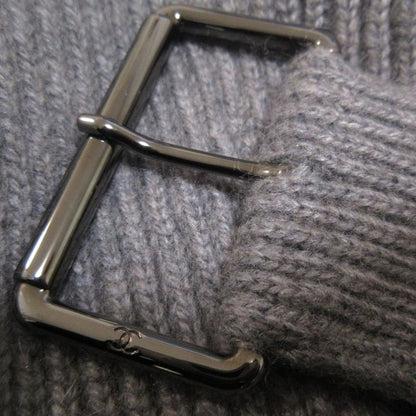 Good Chanel 100% Cashmere Coco Mark Button Back Logo Patch Belted Cardigan