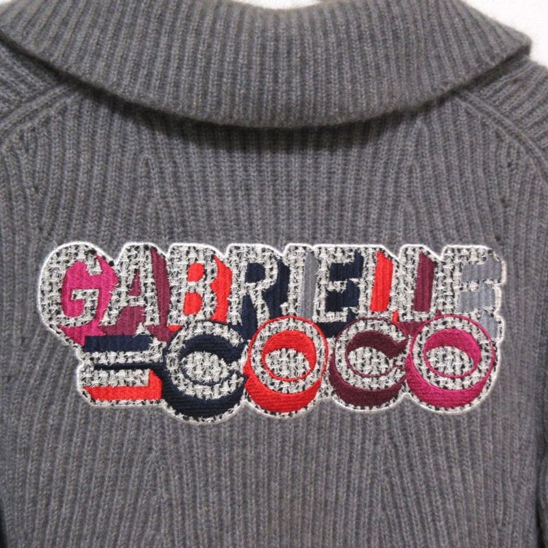 Good Chanel 100% Cashmere Coco Mark Button Back Logo Patch Belted Cardigan