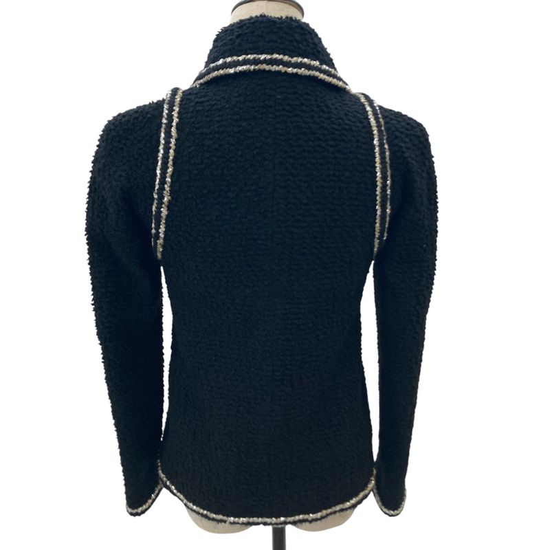 17AW Chanel Coco Mark Button Wool Silk Blend Tweed Jacket P57508 34 Black