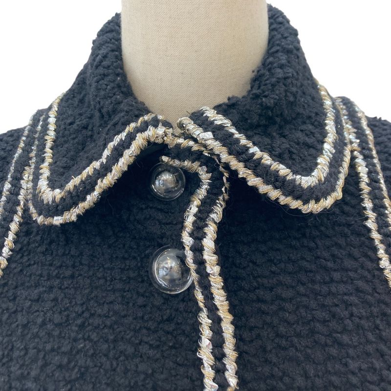 17AW Chanel Coco Mark Button Wool Silk Blend Tweed Jacket P57508 34 Black