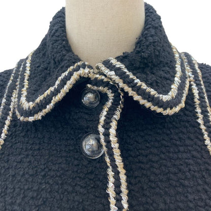 17AW Chanel Coco Mark Button Wool Silk Blend Tweed Jacket P57508 34 Black