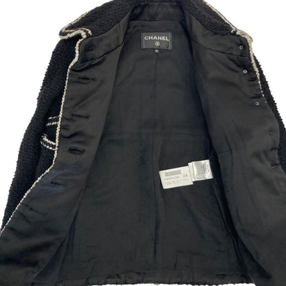 17AW Chanel Coco Mark Button Wool Silk Blend Tweed Jacket P57508 34 Black