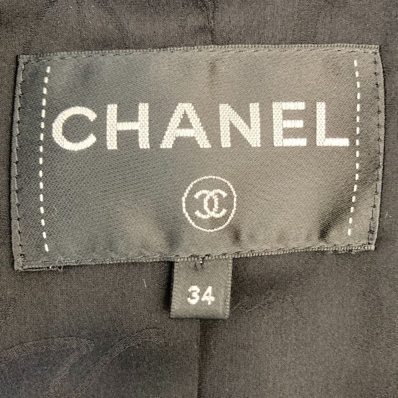 17AW Chanel Coco Mark Button Wool Silk Blend Tweed Jacket P57508 34 Black