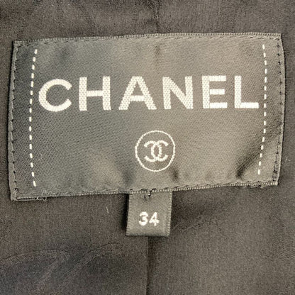 17AW Chanel Coco Mark Button Wool Silk Blend Tweed Jacket P57508 34 Black