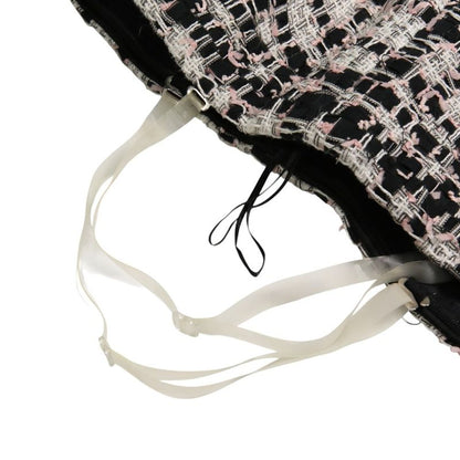 20P Chanel Coco Mark Button Mixed Tweed Jacket Bare Dress Setup P63285 34 Pink