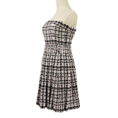 20P Chanel Coco Mark Button Mixed Tweed Jacket Bare Dress Setup P63285 34 Pink