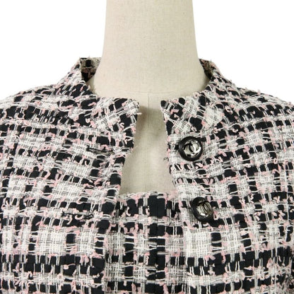 20P Chanel Coco Mark Button Mixed Tweed Jacket Bare Dress Setup P63285 34 Pink