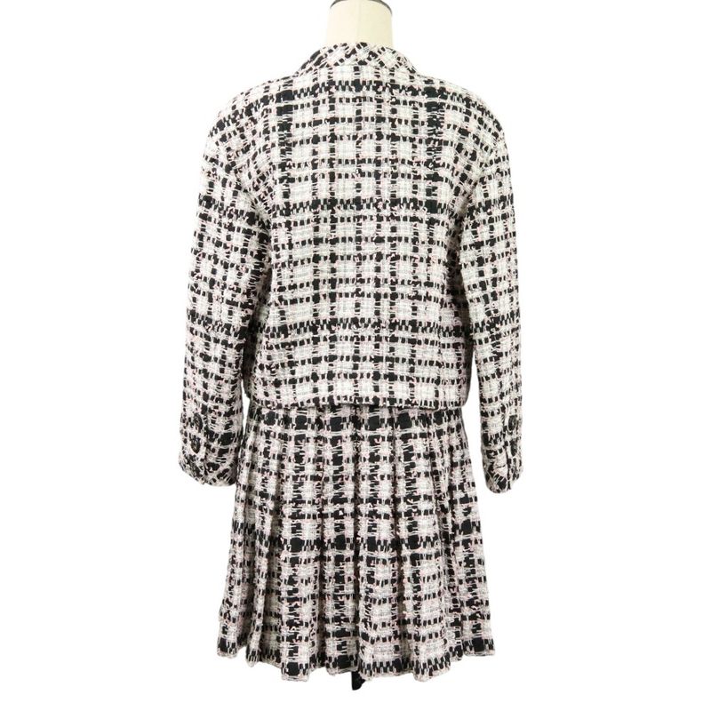 20P Chanel Coco Mark Button Mixed Tweed Jacket Bare Dress Setup P63285 34 Pink