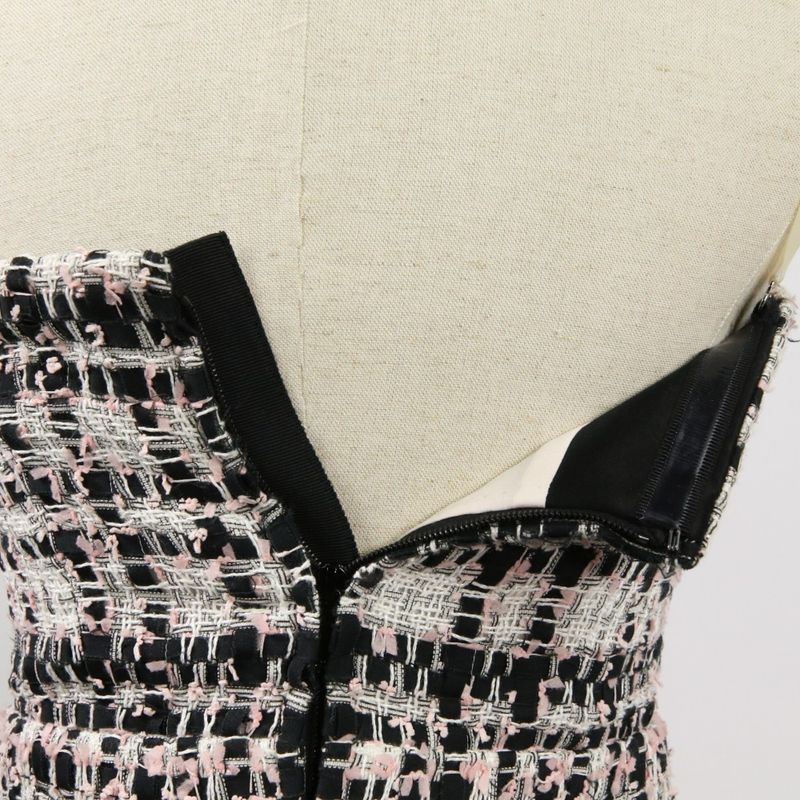 20P Chanel Coco Mark Button Mixed Tweed Jacket Bare Dress Setup P63285 34 Pink