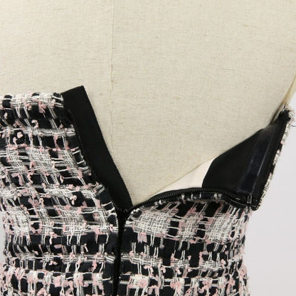 20P Chanel Coco Mark Button Mixed Tweed Jacket Bare Dress Setup P63285 34 Pink