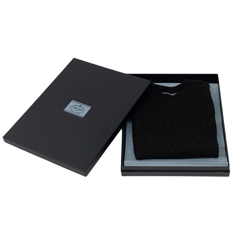 24AW Prada Triangle Logo Virgin Wool Cable Knit Switching Design Gilet Vest 38