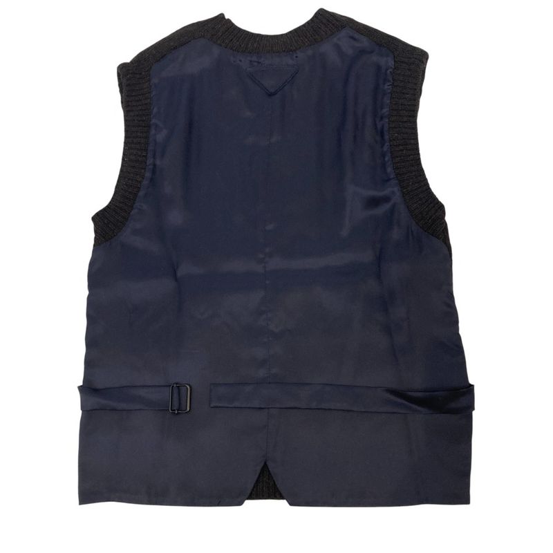24AW Prada Triangle Logo Virgin Wool Cable Knit Switching Design Gilet Vest 38