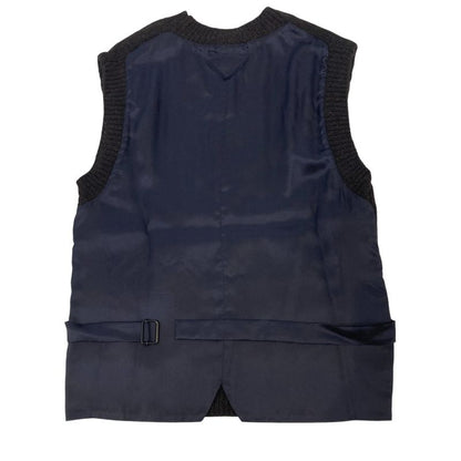 24AW Prada Triangle Logo Virgin Wool Cable Knit Switching Design Gilet Vest 38