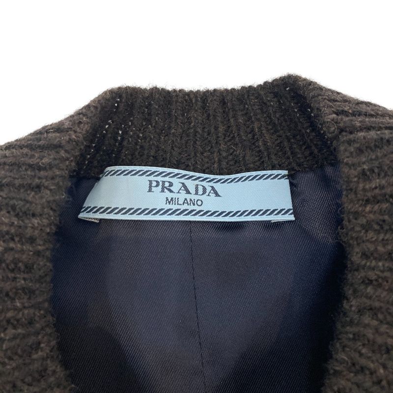 24AW Prada Triangle Logo Virgin Wool Cable Knit Switching Design Gilet Vest 38