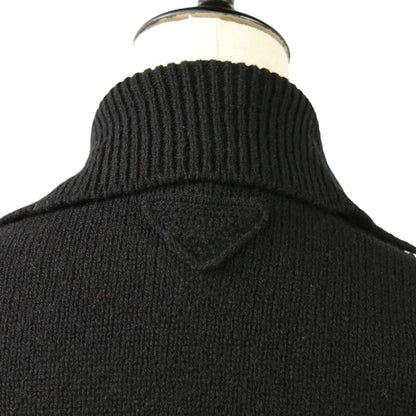 24AW Prada Triangle Logo Superfine Wool Knit Cardigan 38 Black Women's Used