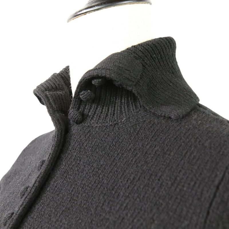 24AW Prada Triangle Logo Superfine Wool Knit Cardigan 38 Black Women's Used