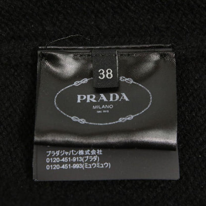 24AW Prada Triangle Logo Superfine Wool Knit Cardigan 38 Black Women's Used