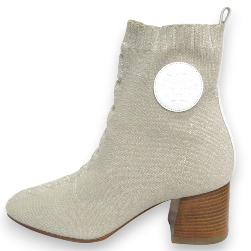 Hermes Volvere 60 Click Se Nue Motif Knit Short Boots 36.5 Approx 23.5cm
