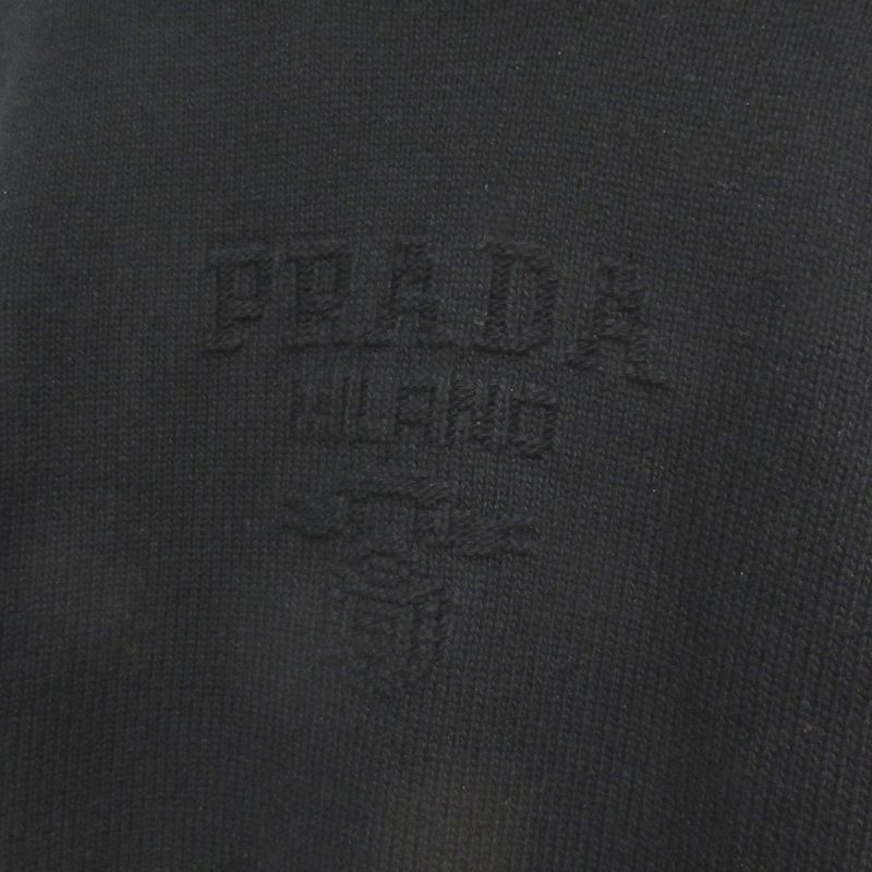23AW Prada Wool Cashmere 3D Logo Crew Neck Long Sleeve Pullover Knit Sweater