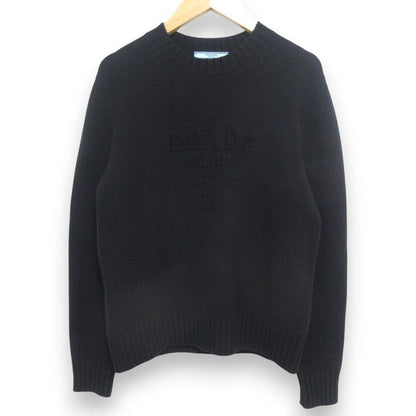 23AW Prada Wool Cashmere 3D Logo Crew Neck Long Sleeve Pullover Knit Sweater