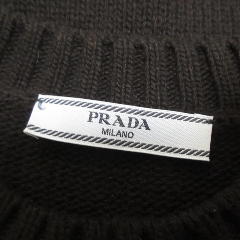23AW Prada Wool Cashmere 3D Logo Crew Neck Long Sleeve Pullover Knit Sweater