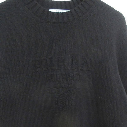 23AW Prada Wool Cashmere 3D Logo Crew Neck Long Sleeve Pullover Knit Sweater