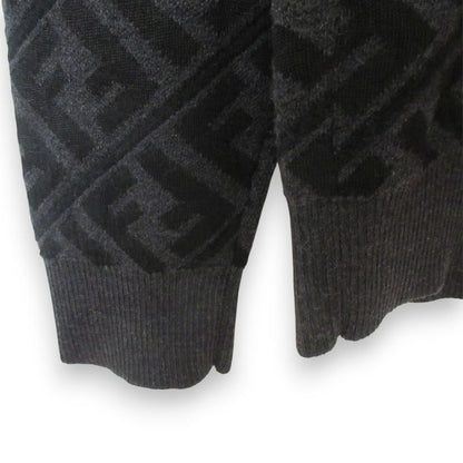 Fendi 2022 Zucca Pattern Jacquard Wool Long Sleeve Pullover Knit Sweater Size