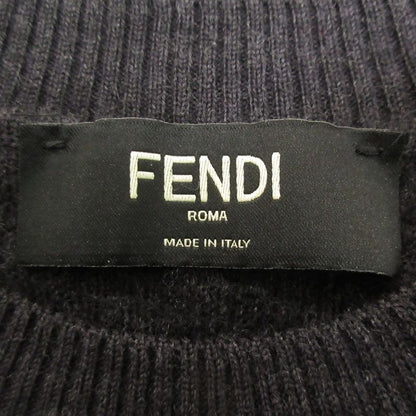 Fendi 2022 Zucca Pattern Jacquard Wool Long Sleeve Pullover Knit Sweater Size