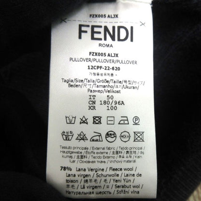 Fendi 2022 Zucca Pattern Jacquard Wool Long Sleeve Pullover Knit Sweater Size