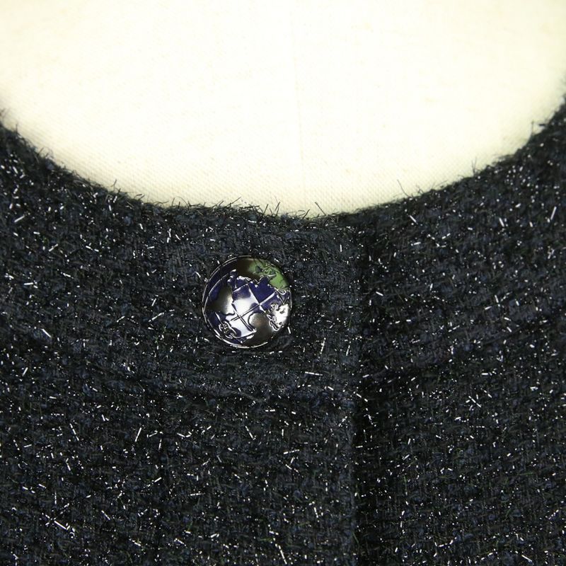 Chanel Shaggy Knit Tunic Dress P46951 34 Black Ladies Used