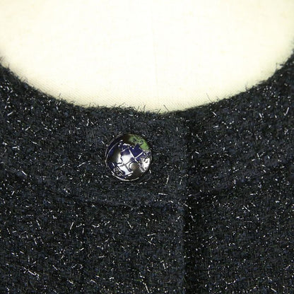 Chanel Shaggy Knit Tunic Dress P46951 34 Black Ladies Used