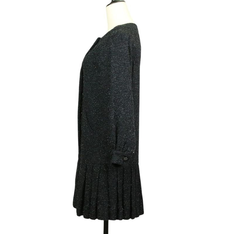 Chanel Shaggy Knit Tunic Dress P46951 34 Black Ladies Used
