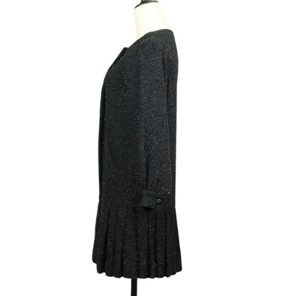 Chanel Shaggy Knit Tunic Dress P46951 34 Black Ladies Used