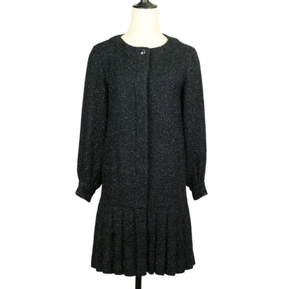 Chanel Shaggy Knit Tunic Dress P46951 34 Black Ladies Used