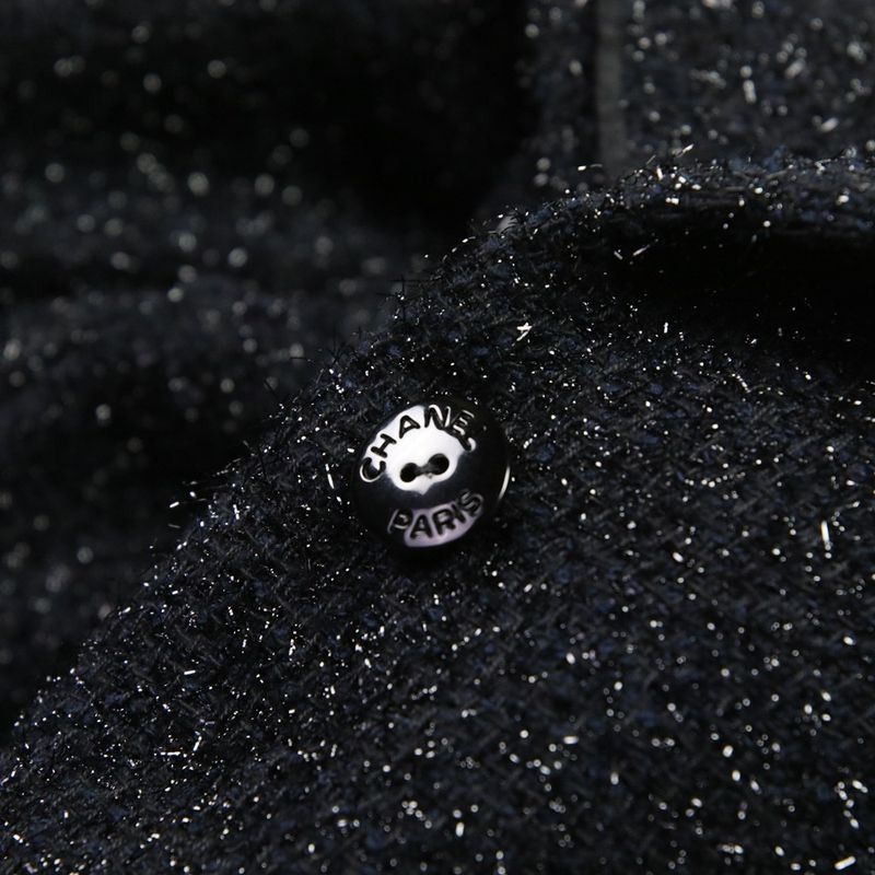 Chanel Shaggy Knit Tunic Dress P46951 34 Black Ladies Used