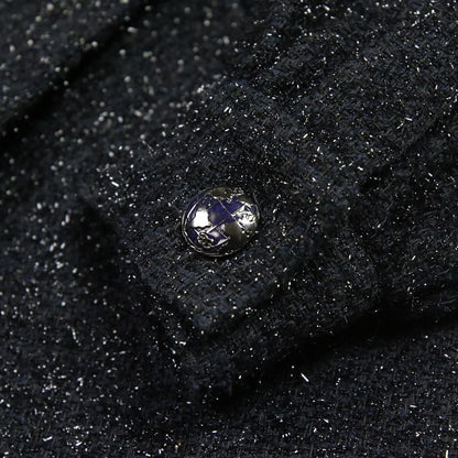 Chanel Shaggy Knit Tunic Dress P46951 34 Black Ladies Used