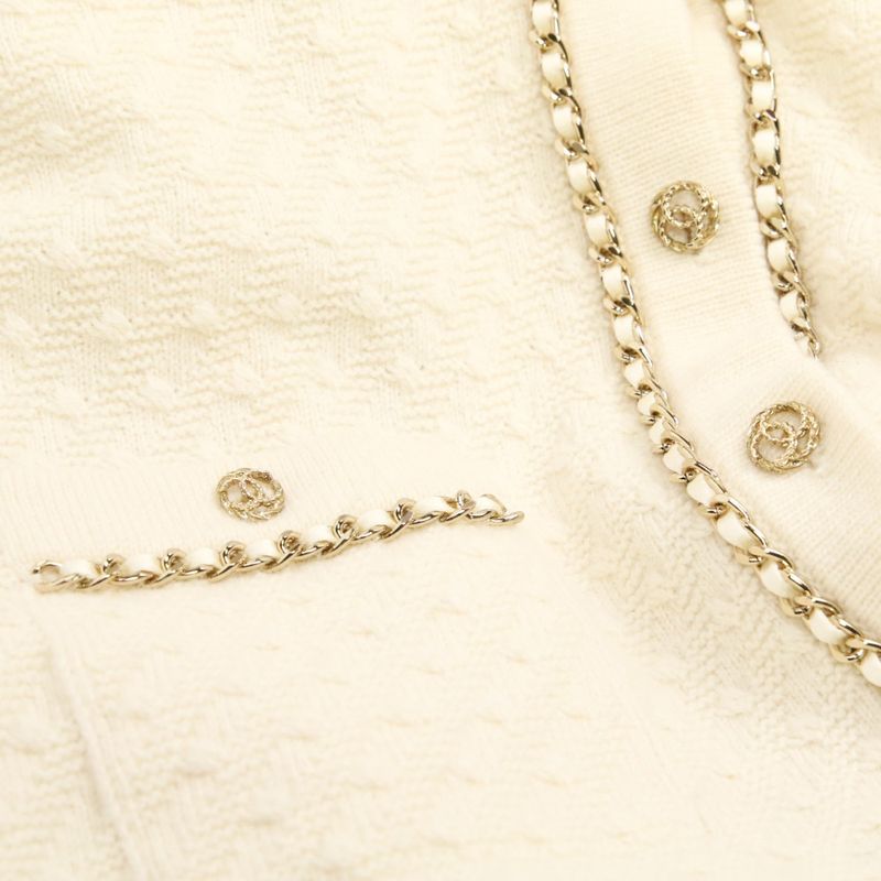 23B Chanel Chain Decoration Coco Button 100% Cashmere Long Knit Cardigan Coat