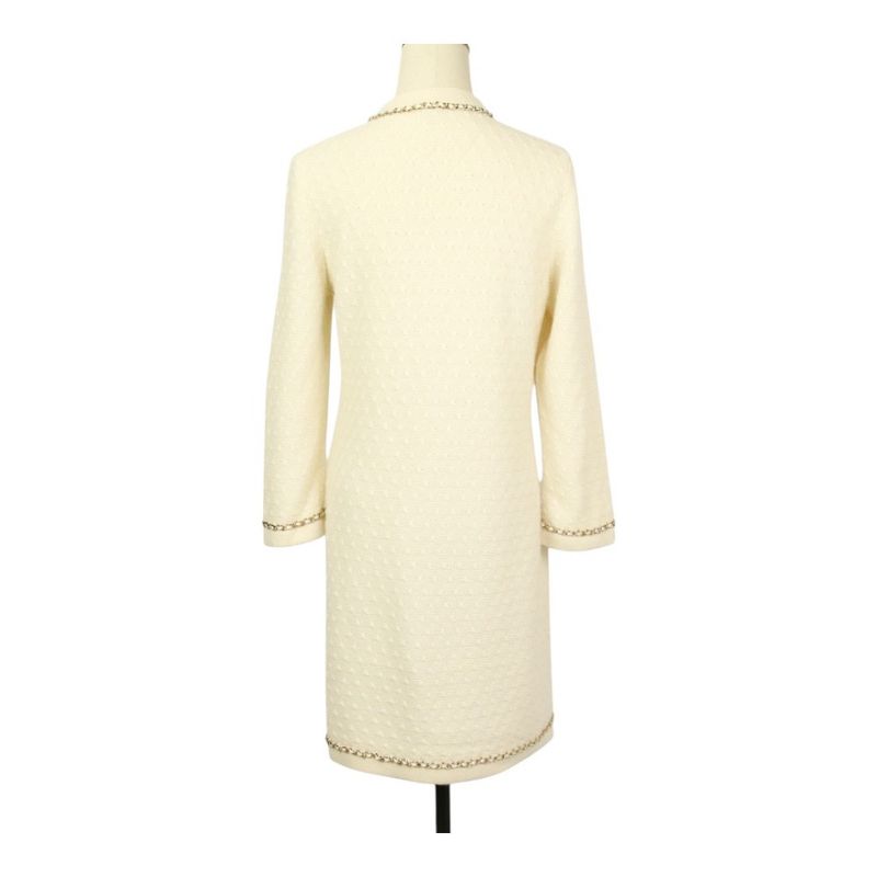 23B Chanel Chain Decoration Coco Button 100% Cashmere Long Knit Cardigan Coat