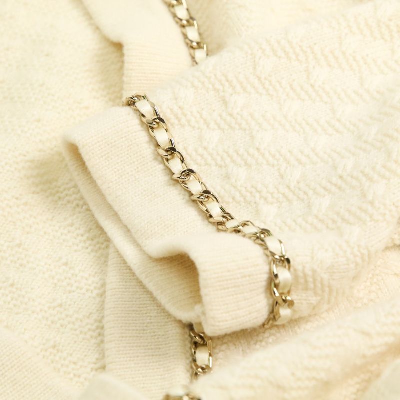 23B Chanel Chain Decoration Coco Button 100% Cashmere Long Knit Cardigan Coat